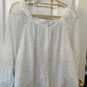 Calvin Klein Off-White Textured Blouse